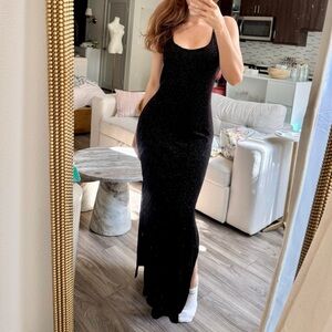 vintage mob wife early 2k sparkly black slip gown size M